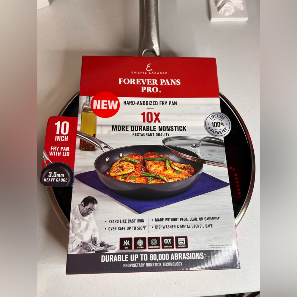 Emeril Lagasse 10" Forever Pans Premium Ceramic Nonstick Lid Pro Glass Lid